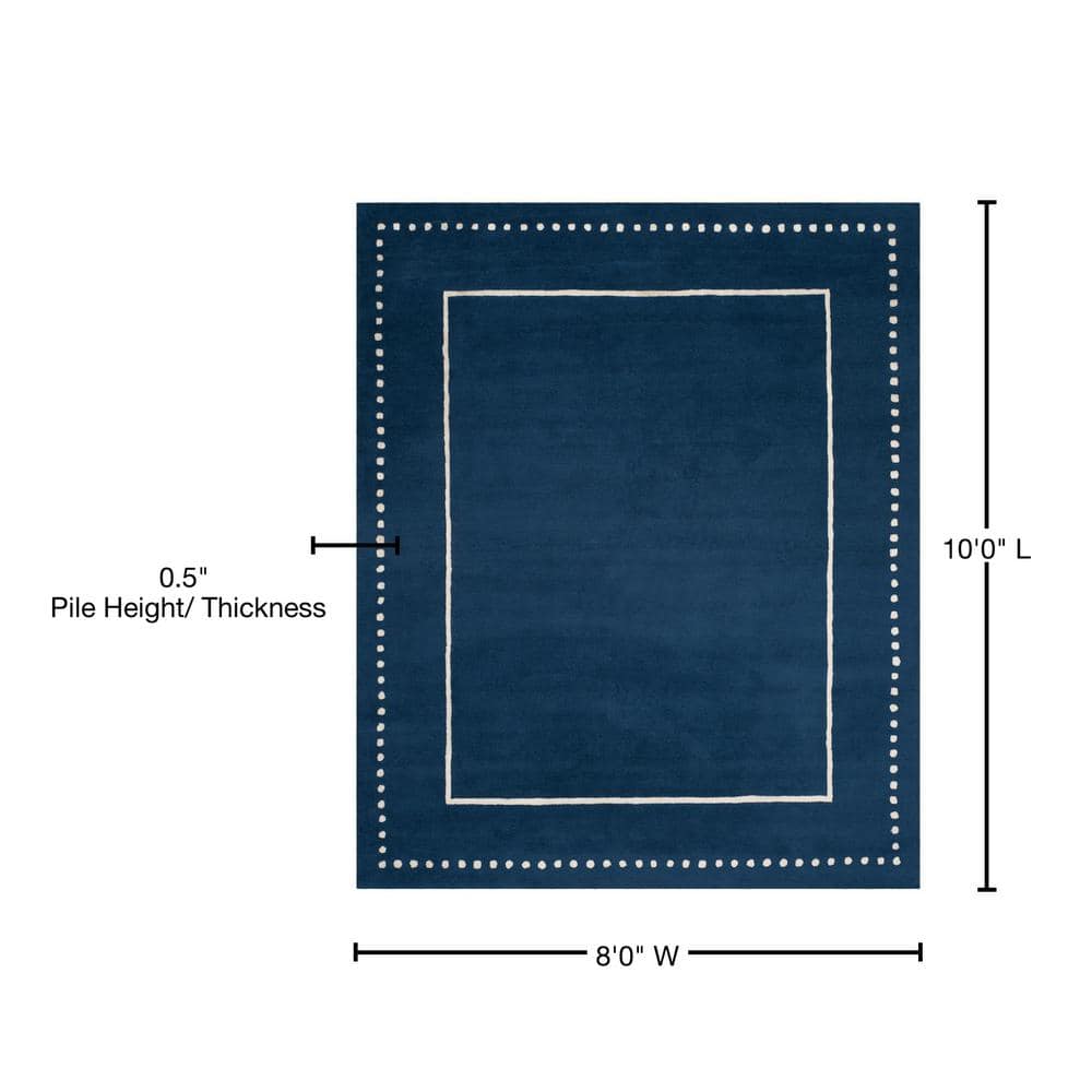 Navy Blue & Ivory Hand-Tufted Wool 8' x 10' Area Rug