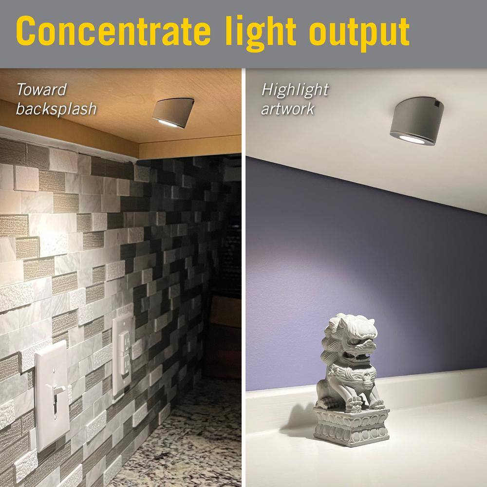 Angled Silver Aluminum Dimmable LED Under Cabinet Puck Light