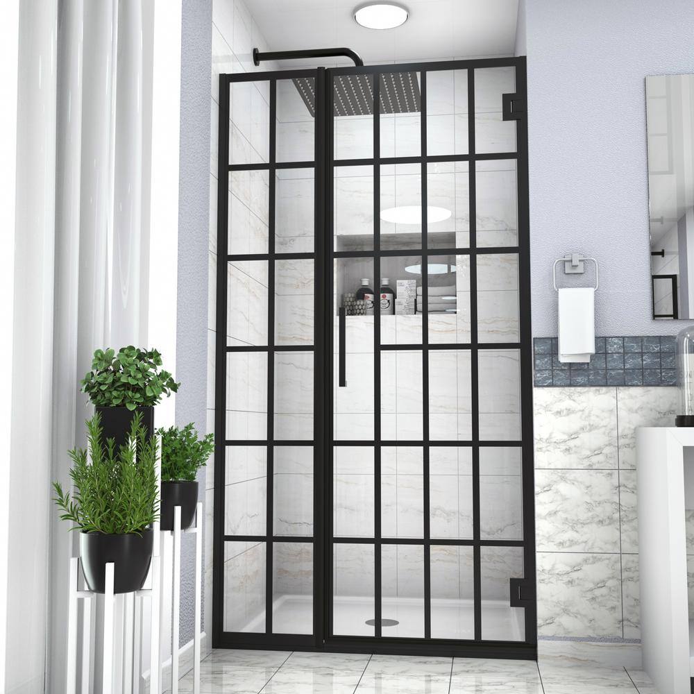 Matte Black 34" x 72" Frameless Clear Glass Shower Door