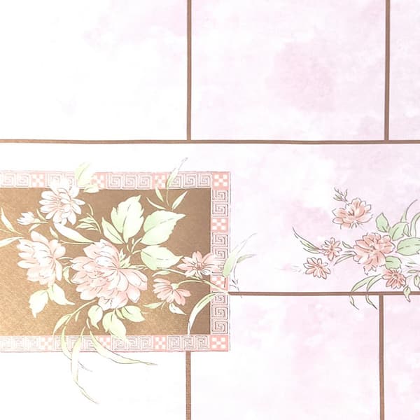 Dundee Deco Flowers in Tiles Pink, Green Vinyl Strippable Roll (Covers 26.6 sq. ft.)