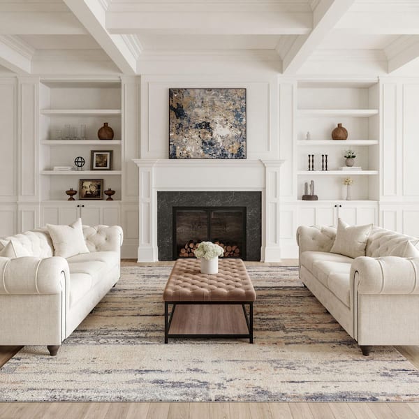 Rustic Textures Beige/Grey 8 ft. x 11 ft. Abstract Contemporary Area Rug