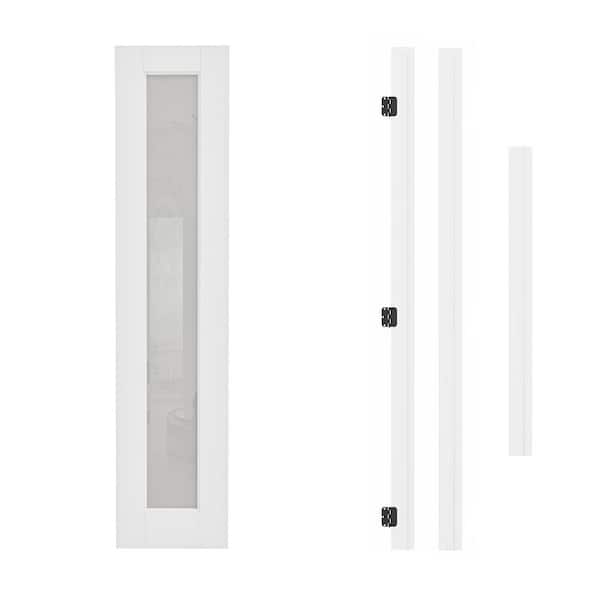 18 in. x 80 in. 1-Lite Frosted Glass Left-Handed White Solid Core Assembly Required Single Interior Door