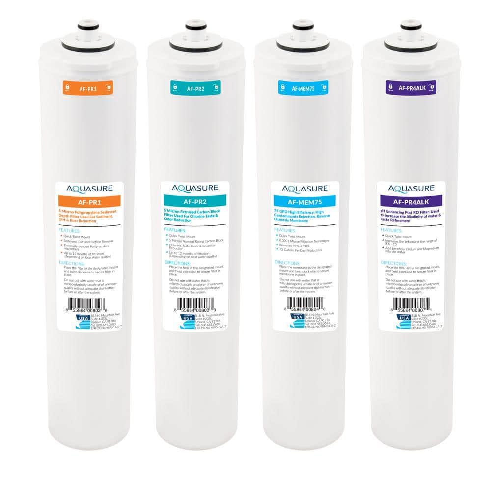 Premier Series Filters Complete 4 Stages Filter Bundle with 75 GPD RO Membr