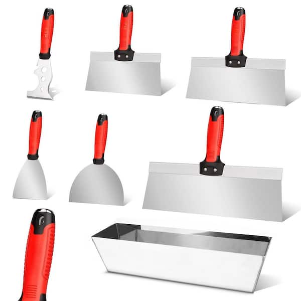 Stainless Steel Drywall Tool Kit, Includes Multi-Purpose Painter’s Tool, 6 in. Putty Knife, 12 in. Taping Knife, Mud Pan