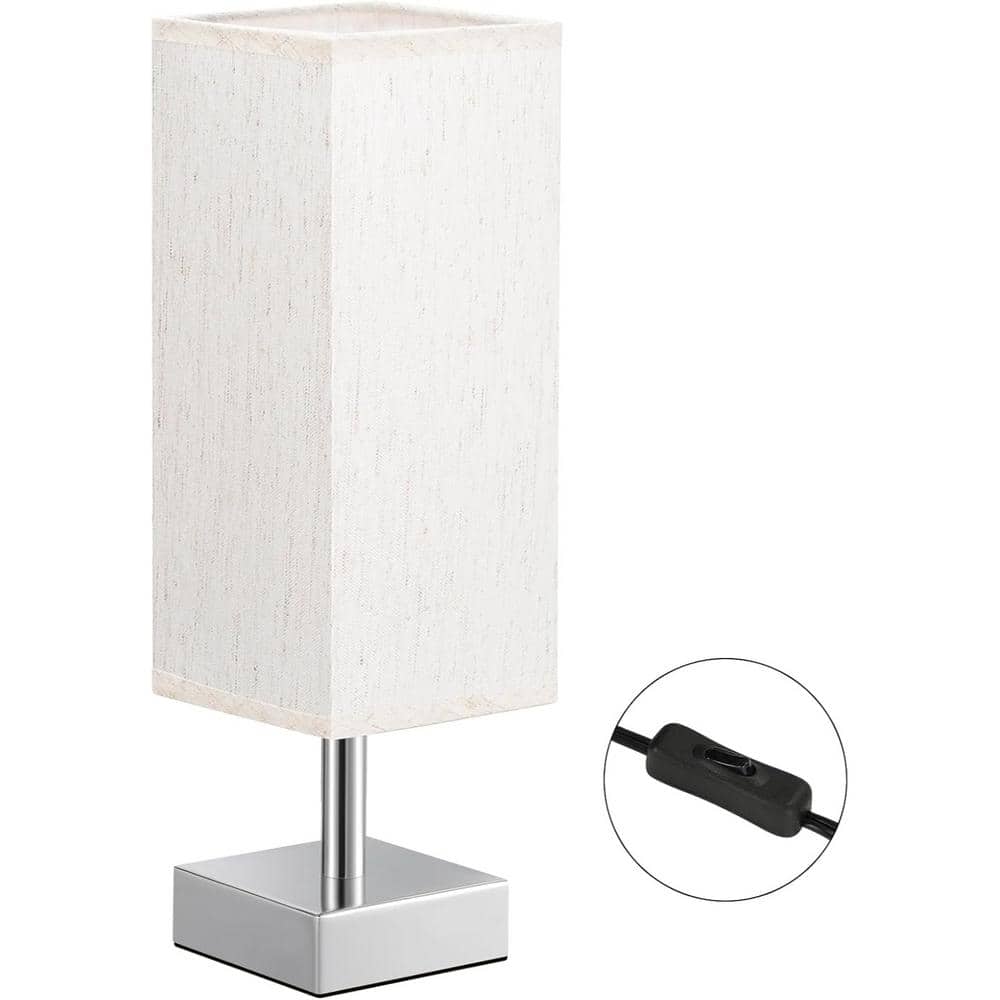 13.23 in. Minimalist Nightstand Small Table & Bedside Lamp with Cream Shade & Silver Base for Kids Room & Dorm price history on PriceWatchPro