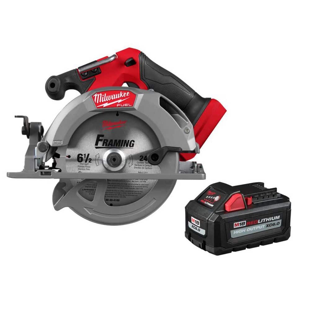 MILWAUKEE M18 FUEL 18V Lith-Ion Brushless Cordless 6-1/2 in. Circular Saw w/ (1) HIGH OUTPUT 6.0 Ah Battery (2833-20-48)