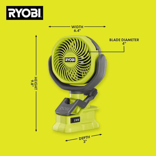 screech Seaboard Ødelæggelse RYOBI ONE+ 18V Cordless 4 in. Clamp Fan (Tool Only) PCF02B - The Home Depot