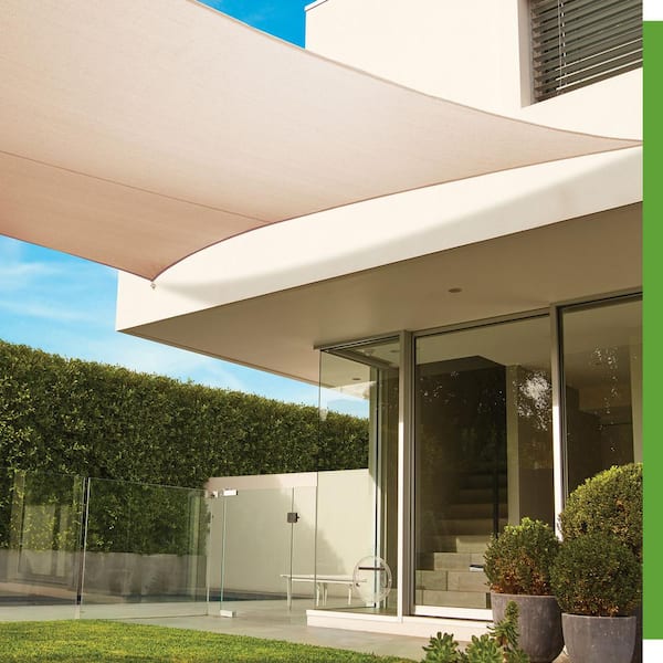 Coolaroo Premium Square 17.75 ft. x 17.75 ft. Beech Shade Sail Kit