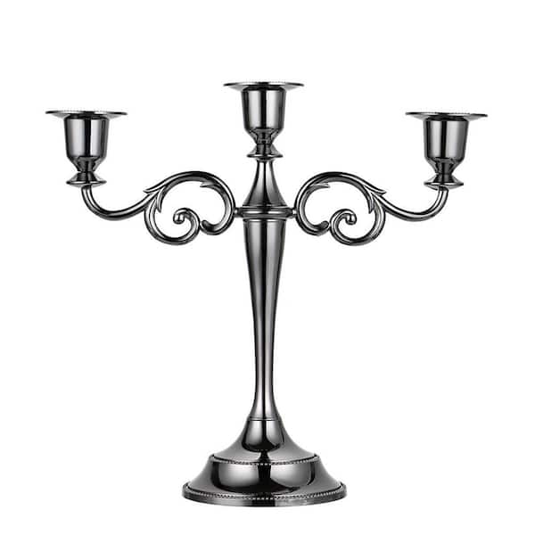 LakeFront 3 Arms Metal Candelabra Candlestick Silver European Elegant Candle  Holder CY7XMHRTWN - The Home Depot
