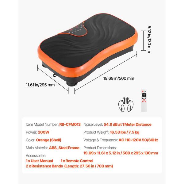SVOPES Orange vibration plate exercise machine. Full-body vibrating platform  with resistance bands for home workouts. WFSKZDJCSXXKC3P8P001V1-250428 -  The Home Depot