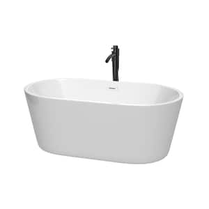 Carissa 60 in. Acrylic Flatbottom Bathtub in White with Shiny White Trim and Matte Black Faucet