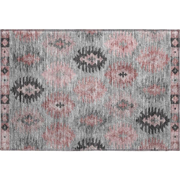 Mayfield Premium Machine Washable Abstract AMF983 Gray 1 ft. 8 in. x 2 ft. 6 in. Area Rug