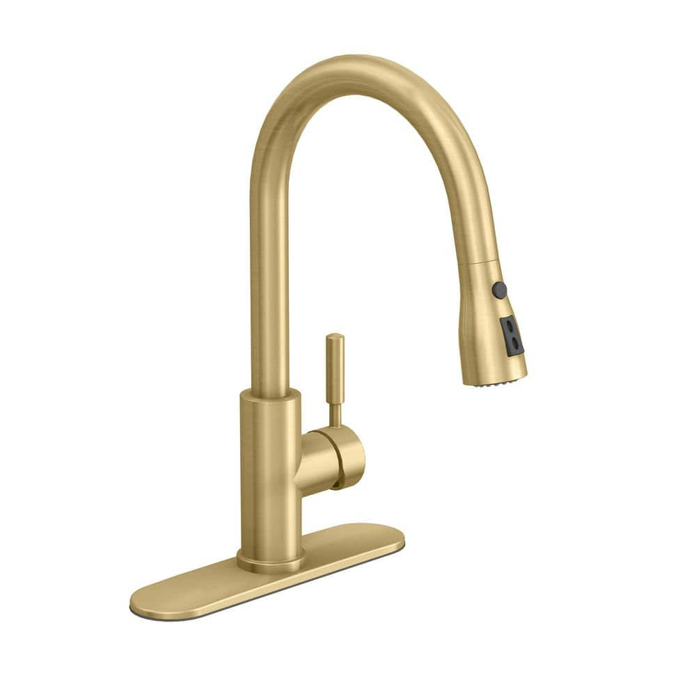 Garrick Single-Handle Pull-Down Sprayer Kitchen Faucet in Matte Gold