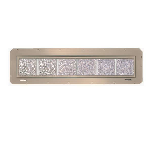 CrystaLok 46.75 in. x 9.25 in. x 3.25 in. Ice Pattern Vinyl Framed Glass Block Window with Clay Colored Vinyl Nailing Fin