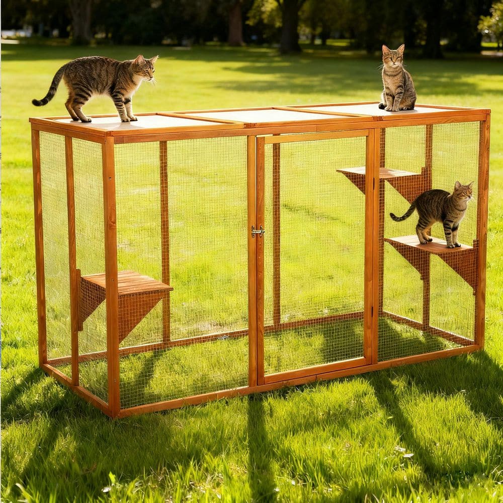 Outdoor Cat House, Wood Cat Catio with Sunshine Panel price history on PriceWatchPro