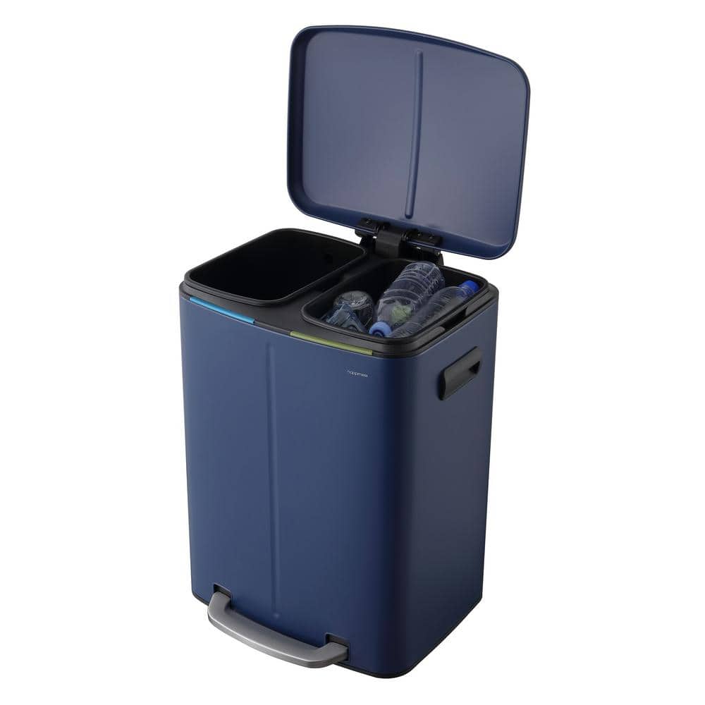 Denim Blue Stainless Steel 10.6-Gallon Step Trash Can