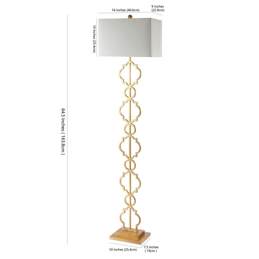 Selina 64.5" Gold Metal LED Floor Lamp with White Linen Shade