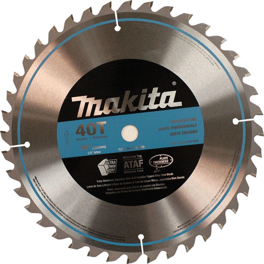 Makita 10 in. x 5/8 in. 40 TPI Micro-Polished Miter Saw Blade A-93669 The  Home Depot