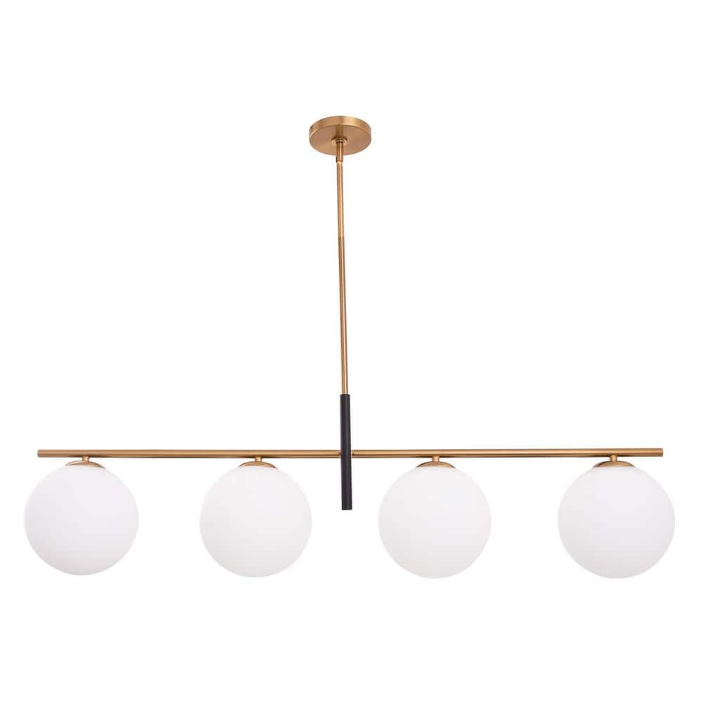 Spark 4 Light Gold Modern Linear Kitchen Island Chandelier with Opal Glass Shade price history on PriceWatchPro