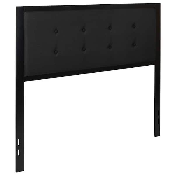 Carnegy Avenue Bristol Metal Tufted Upholstered Full Size Headboard in Black Fabric
