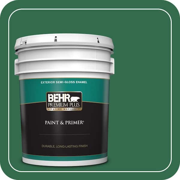 BEHR PREMIUM PLUS 5 gal. #S-H-460 Chopped Chive Semi-Gloss Enamel Exterior Paint & Primer