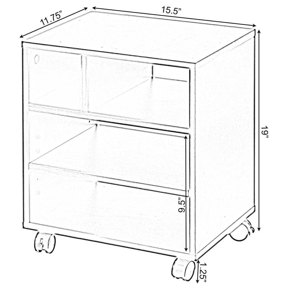 White Wooden Office Storage Printer Stand with Wheels