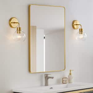 10.62 in. 1-light Antique Brass Globe Bathroom Vanity Wall Sconce(Set of 2)