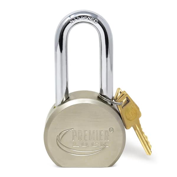 Premier Lock 2-5/8 in. Premier Solid Steel Commercial Gate Keyed Padlock with Long Shackle and 3 Keys