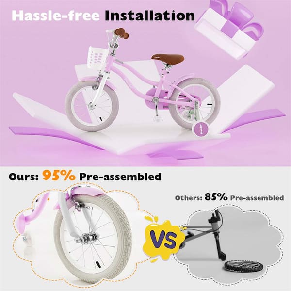 Costway 14 in. Kid's Bike with Removable Training Wheels and