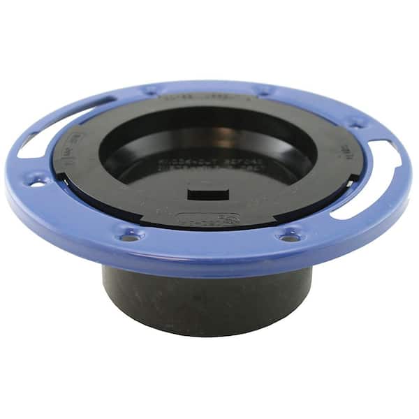 JONES STEPHENS 7 in. O.D. Plumbfit ABS Closet (Toilet) Flange with Metal Ring and Knockout, Fits Over 4 in. Schedule 40 DWV Pipe