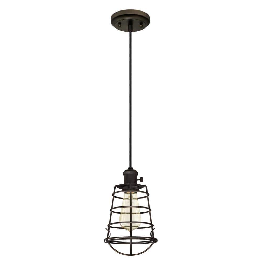 Nolan Oil Rubbed Bronze Mini Pendant with Open Cage Shade
