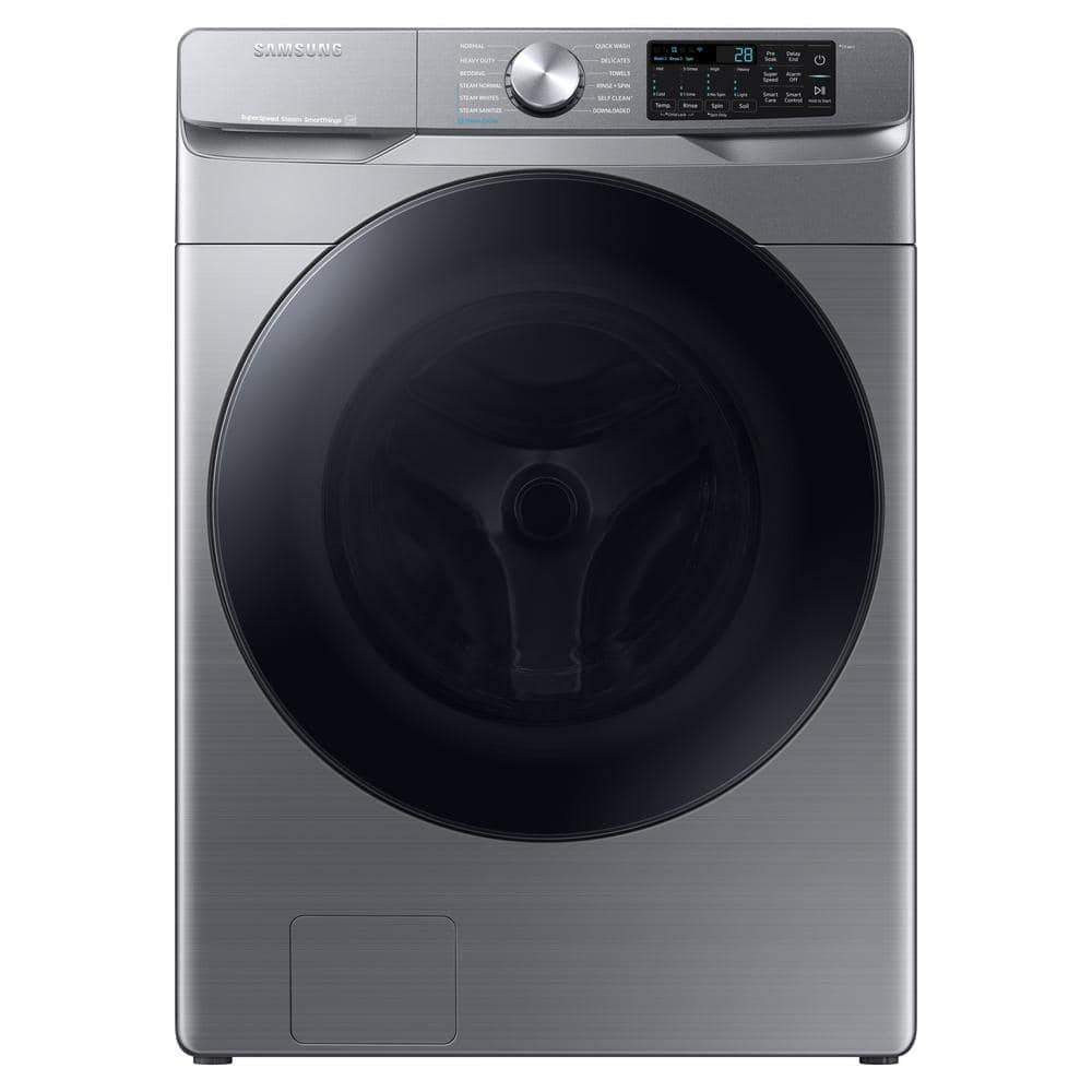 Samsung 4.5 cu. ft. Smart High-Efficiency Front Load Washer with Super Speed in Platinum, White
