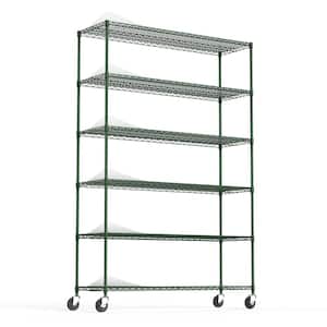 6-Tier Wire Shelving Unit, 6000 lbs. NSF Height Adjustable Metal Garage Storage Shelves in Green