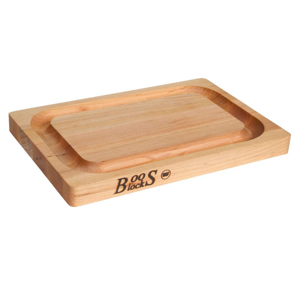 Block 8 in. X 12 in. Rectangular Maple Wood Edge Grain Reversible Cutting Board with Deep Juice Groove