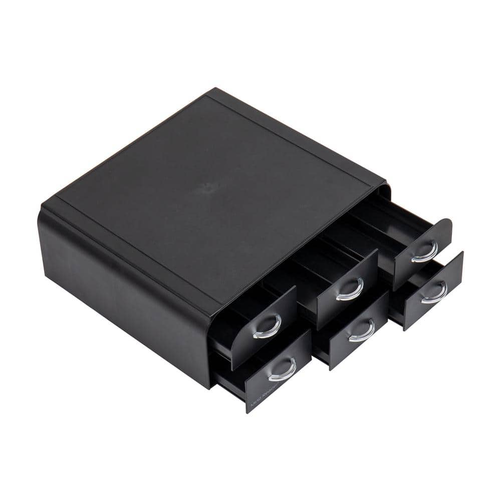 Black Plastic Coffee Pod Organizer with 2 Drawers