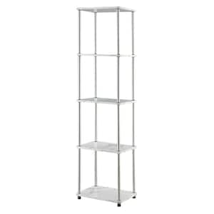 Designs2Go 63.25 in. White Faux Marble/Chrome Particle Board 5-Shelf Tower Bookcase