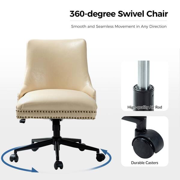 JAYDEN CREATION Taurino Contemporary Ivory Leather Swivel
