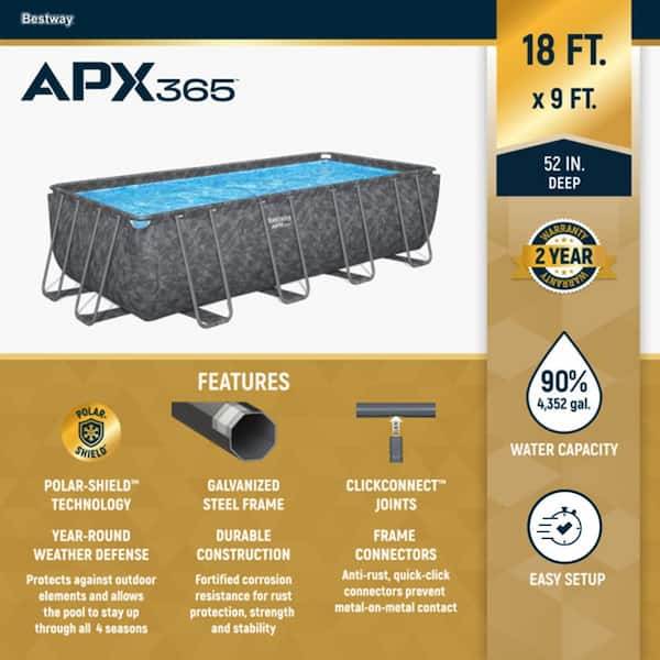 Bestway APX 365 18 ft. x 9 ft. Rectangular 52 in. Deep Above