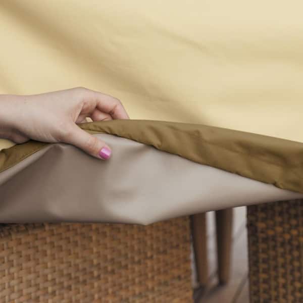 Veranda Outdoor Rectangular Patio Ottoman SideTable Cover Tan 