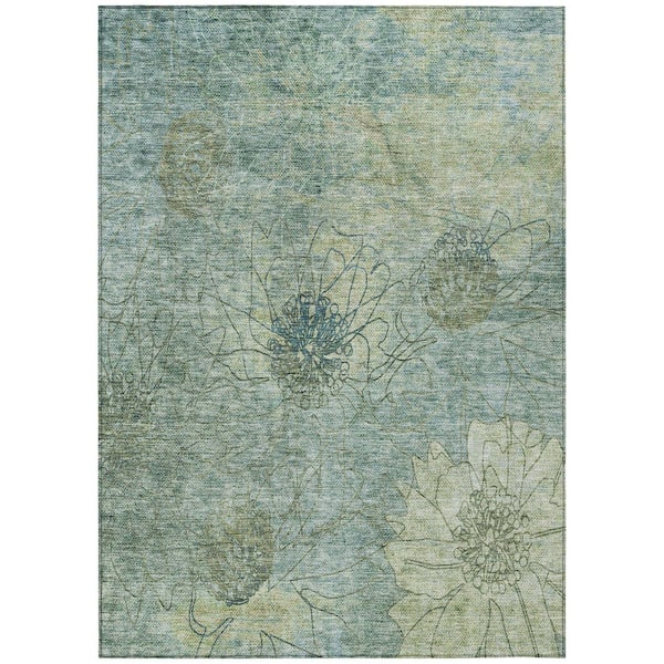 Chantille Machine Washable Indoor/Outdoor Abstract ACN2235 Seafoam 5 ft. x 7 ft. 6 in. Area Rug