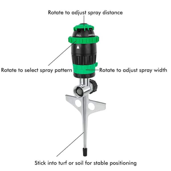 OGETFUUR Gear Drive Sprinkler, 5-Pattern Heavy Duty Gardening