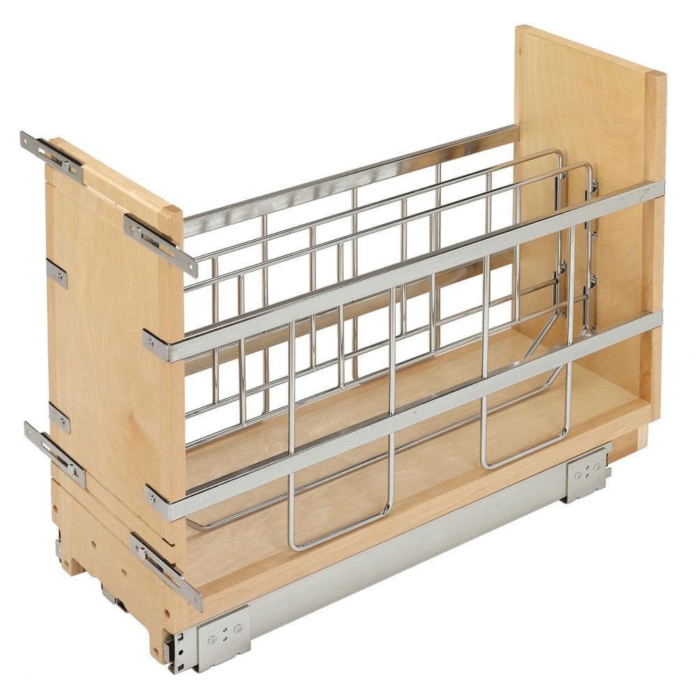 Rev-A-Shelf 8 Pull Out Storage Organizer for Base Kitchen Cabinets,  Sliding Shelves for Utilities, Utensils or Spices with Soft-Close,  448UT-BCSC-8C