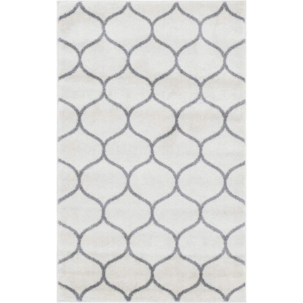 Ivory Trellis 3'3"x5'3" Synthetic Rectangular Rug for Indoor Use