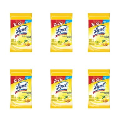 15-Count Lemon and Lime Blossom To-Go Flatpack Disinfecting Wipes (6-Pack)