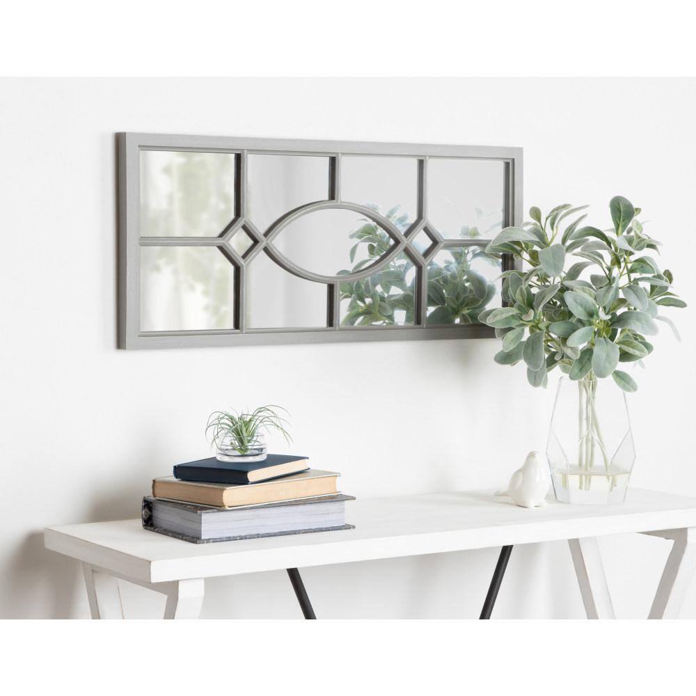 Rustic Gray Full Length Rectangular Windowpane Wall Mirror