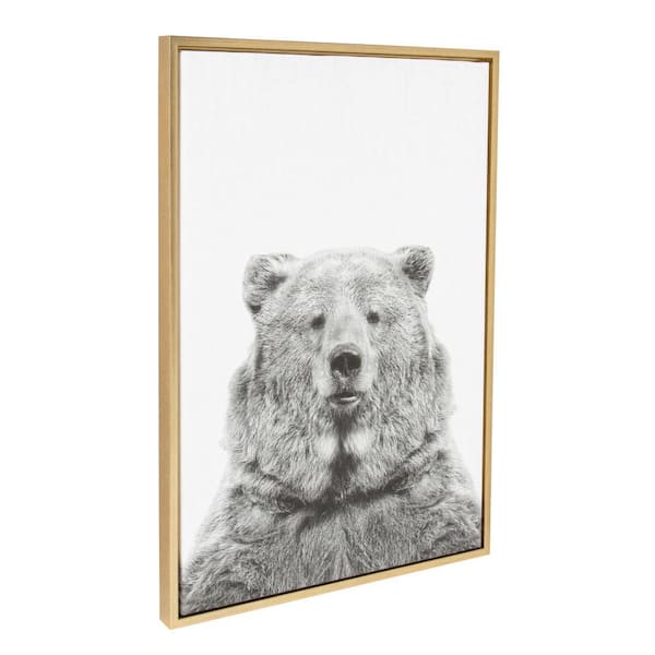 33 in. x 23 in. "Bear European" by Tai Prints Framed Canvas Wall Art