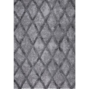 Valencia 8 ft. x 11 ft. Gray Trellis Shag Area Rug