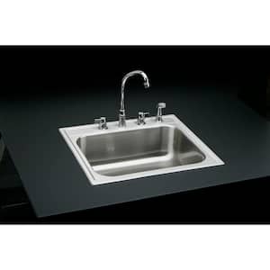 Signature 25in. Drop-in 1 Bowl 20 Gauge Satin Stainless Steel Sink Only and No Accessories
