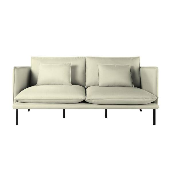 wetiny 78.6 in. W Square Arm Polyester Standard Straight With 2 Pillows Sofa in Beige