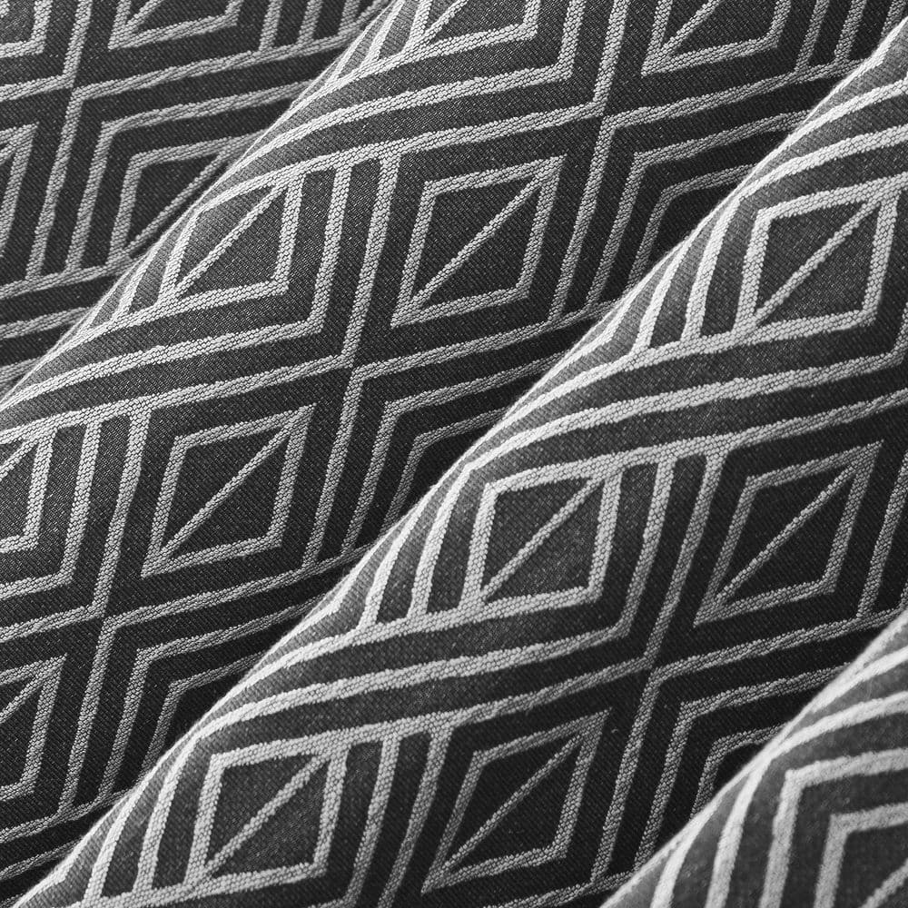Black Geometric Polyester Blackout Grommet Curtain Panel
